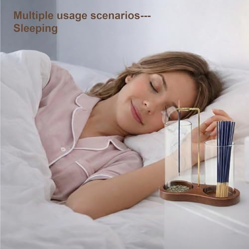 2-in-1 Incense Holder with Glass Ash Catcher & Stick Storage, Wooden Incense Burner for Relaxation, Stress Relief, Mess-Free Home Use, Self-Care, Meditation, Yoga, Bedroom & Living Room (Retro) - color: Retro