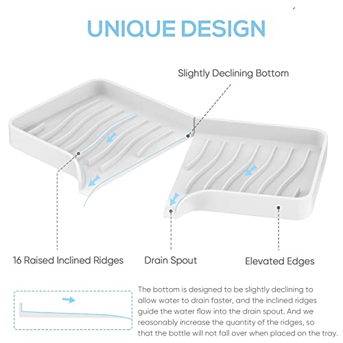 Kitchen Sink Tray,Self Draining Kitchen Soap Tray Soap Holder Silicone Sponge Holder for Kitchen Sink,Kitchen Bathroom Sink Caddy Sink Organizer for Sponge,Soap Dispenser,Dish Scrubber,Palm Brush - color: White