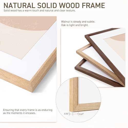 16x20 Picture Frame Set of 4 Natural Solid Oak Photo Frames with 11x14 Removable Mat Wall Hanging Large Handcrafted Frame with HD Plexiglass Wall and Tabletop Display Large Poster Frame - color: Oak, size: 16X20,4P