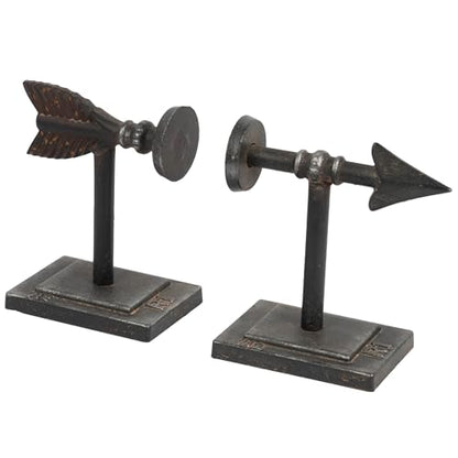 Creative Co-Op Bronze Arrow Shaped Cast Iron Bookends (Set of 2 Pieces) - color: Bronze