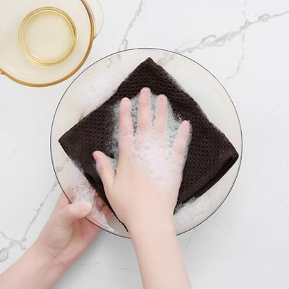 Homaxy 100% Cotton Waffle Weave Kitchen Dish Cloths 10-Pack, Dark Brown | 12 x 12 Inches, Ultra Soft Absorbent Dish Towels, Quick Drying Dish Rags with Hanging Loop - color: Dark Brown, size: 12 x 12 - 10 Pack