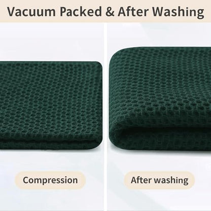Homaxy 100% Cotton Waffle Weave Kitchen Dish Cloths 10-Pack, Blackish Green | 12 x 12 Inches, Ultra Soft Absorbent Dish Towels, Quick Drying Dish Rags with Hanging Loop - color: Blackish Green, size: 12 x 12 - 10 Pack
