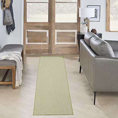 Nourison Home Courtyard Ivory Green 2' x 6' Area Rug - Easy Clean, Non Shedding, Bed Room, Living Room, Dining Room, Kitchen (6' Runner) - color: Ivory Green, size: 2' x 6' (Runner)