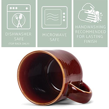 Elanze Designs Glossy Reactive Glaze Large 17 Fluid Ounce Everyday Kitchen Food Grade Ceramic Stoneware Coffee Mug Cup with Comfort Curved Handles, Set of 4, Burnt Auburn Red - color: Burnt Auburn Red
