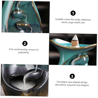 DOITOOL Backflow Incense Burner Holder Household Censer Aroma Therapy Supplies Home Fragrance Desktop Ornament for Bedroom and Living Room Decoration
