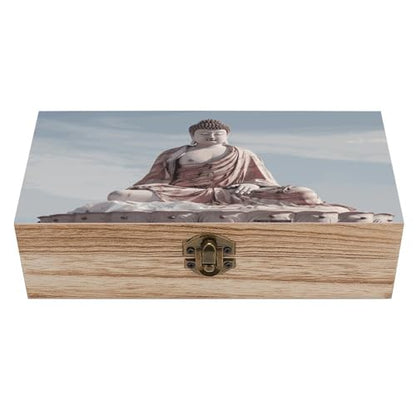 Wood Storage Box White StatueRetro Decorative Organizer with for Photos Letters Keepsakes for Home Study Desk