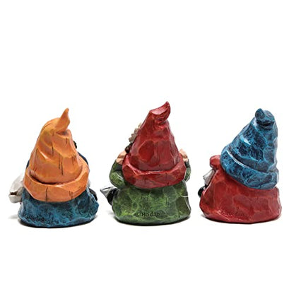 Hodao Spring Gnome Decor Set of 3, Resin Three Wise Gnomes Figurines with See No Evil Hear No Evil Speak No Evil Design, Floral Tiered Tray Shelf Table Accent, Farmhouse Gift Idea - style: Three Wise Gnom-2