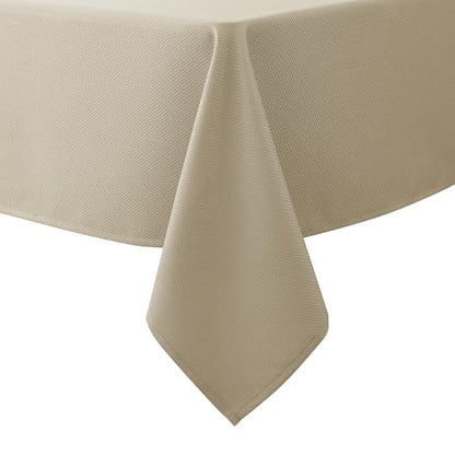 Biscaynebay Textured Fabric Tablecloths 70x120 Inches Rectangular, Natural Water Resistant Tablecloths for Dining, Kitchen, Wedding, Parties etc. Machine Washable - color: Natural, size: 120" x 70" (Rectangular)