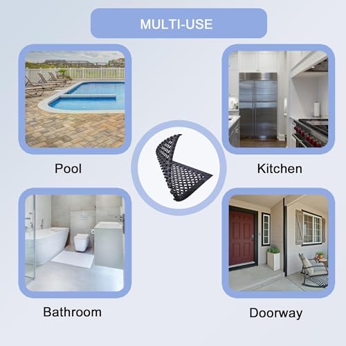 Interlocking Rubber Floor Mats 21”x21” 8 Pack - Open Grid Drainage Tiles, Non-Slip for Deck, Patio, Pool, Garage & Wet Areas - size: 21"x21" Interlocking Mats 8Pcs