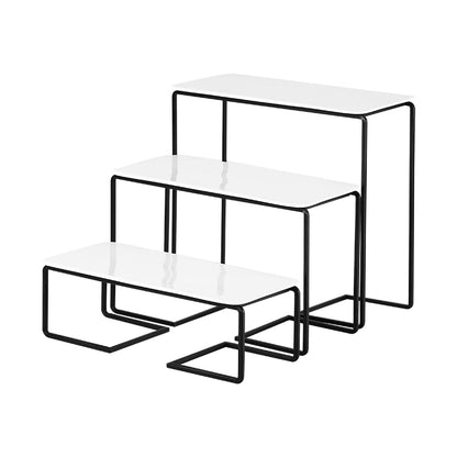 3-Tier Serving Tray Stand, White Acrylic Dessert Display Trays with Black Painted Iron Rack, Removable Trays for Cupcakes, Appetizers, Fruit, Cookies, Weddings, Birthdays and Buffets - color: White and Black