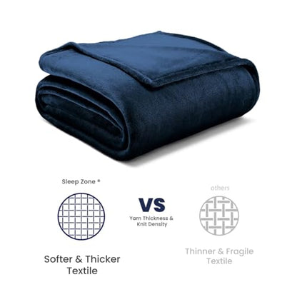 SLEEP ZONE Navy Fleece Blanket Super Soft Cozy Throw Flannel Blanket, Lightweight Comfy Fuzzy Blanket Plush Throw Blankets for Couch, Sofa, Bed, Camping, Travel, 90x90Inches - color: Navy, size: Full/Queen (90x90 inches)