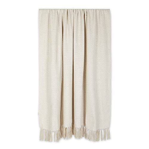 DII Chevron Throw Collection Handloomed Cotton, 50x60, Off-White - color: Off-white, size: 50x60"