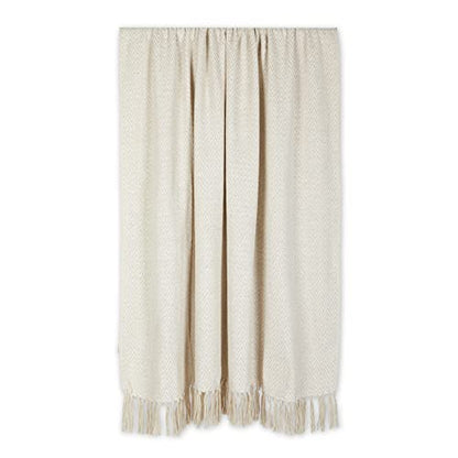 DII Chevron Throw Collection Handloomed Cotton, 50x60, Off-White - color: Off-white, size: 50x60"