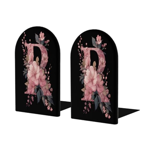 Wood Book Ends for Shelves Botanical Floral Letter R Bookends for Heavy Books CDs Organizer Decorative Wooden Book Stopper Holders for Home Office Desk,5.1x3.1x4in Set of 2 - color: Floral R, size: 5.1x3.1x4inx2PCS