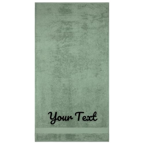 Personalized Towel Set, Custom Bath Towels with Name, Turkish Cotton Green | Bath Sheet, 100% Cotton, Embroidered, Monogrammed, Customized Gift For Adults, Wedding, Bridal Shower, Housewarming, Spa - color: Green, size: Oversized Bath Sheet - 1 Piece
