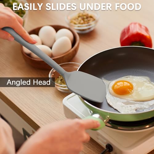 Coukre 3 Pack Silicone Spatula Set, Heat Resistant to 500°F, BPA-Free | Fish Spatula, Solid & Slotted Turners, Dishwasher Safe, Spatula Set for Eggs, Pancakes, Fish & Burgers, PureGray - color: PureGray
