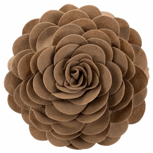 Fennco Styles Eva's Flower Garden Decorative Filled Throw Pillow 13" Round - Mocha Floral Accent Pillow for Home, Couch, Bed, Living Room, Holiday and Office Décor - color: Mocha