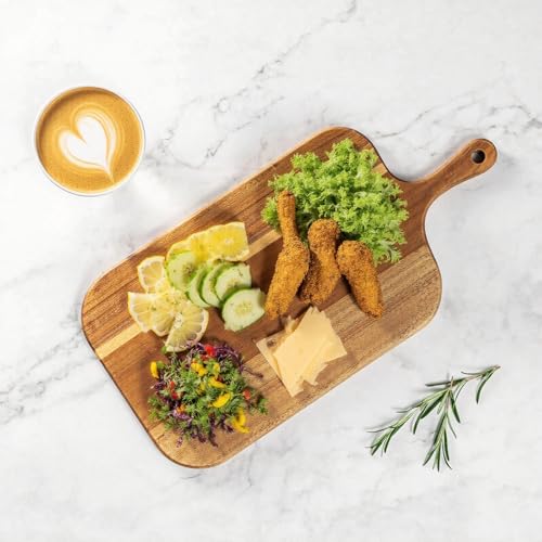 Linwnil Acacia Wood Cutting Board - Wooden Kitchen Cutting Board for Meat, Cheese, Bread, Vegetables & Fruits - Charcuterie Board & Cheese Serving Board with Handle (15"L x 7.5"W x 0.6"Th)