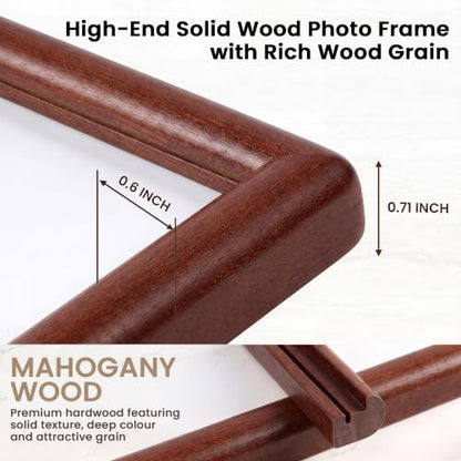 Acovy 6x8 Picture Frame, Natural Solid Mahogany Wood - color: Mahogany, size: 6"x8"
