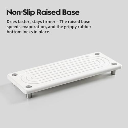 Water Absorbing Stone Sink Caddy, Diatomite Kitchen Sink Organizer, Bathroom Counter Tray, Faucet Drying Mat Coaster Soap Dish Rack Riser Dispenser Sponge Holder, Silver, White 10" x 4" - color: 10"x 4" - White