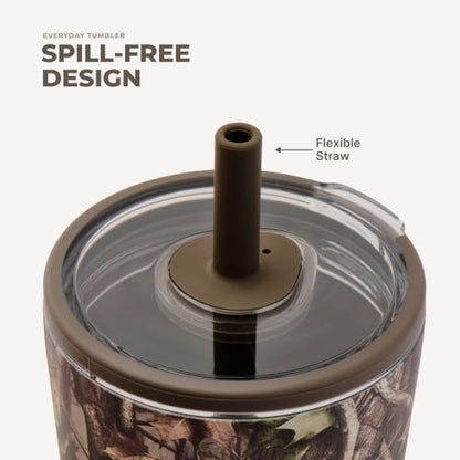 HydroJug Everyday Tumbler 20 oz, Ceramic-Lined Straw Cup, Woodland | Vacuum insulated stainless steel, flexible straw, soft-touch lid, spill-free, cup holder fit, BPA-free, hot & cold drinks - color: Woodland, size: 20 Ounces