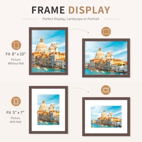 8x10 Picture Frames Set of 3 Mahogany Photo Frame Wall Table Display | Sturdy MDF 8x10 frames with mat clear plexiglass Hangs on wall stands on table family pics weddings diplomas home or office - color: Mahogany, size: 8x10