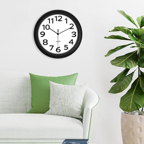 10 Inch Wall Clock, 2Pack Silent Non Ticking Battery Operated Clocks | Black Analog Clock| Living Room, Office, Classroom, Bedroom, Kitchen, Bathroom| Modern Simple Style | Easy to Read | Accurate - color: With Black Second Hand, size: 10 inches