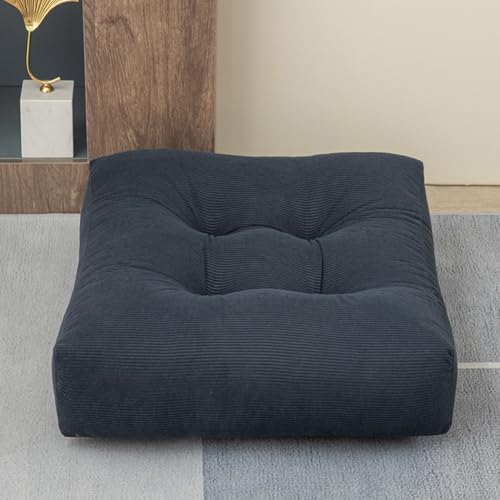 Meditation Floor Pillow, Large Square Large Pillows Seating for Adults, Tufted Corduroy Waterproof Seat Cushions for Outdoor Yoga Tatami Bedroom Living Room (Dark Gray, 18x18x5 in) - color: Dark Gray, size: 18x18x5 in