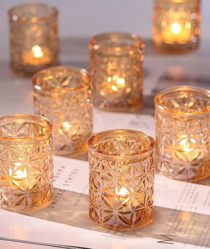 Gold Votive Candle Holders Set of 12, Tea Lights Candle Holders Glass for Wedding Table Centerpieces, Gold Candle Holder for Christmas Party Diwali Centerpieces for Table, Home Party Supplies - color: Gold