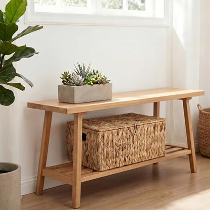 Water Hyacinth Storage Baskets Large Wicker Basket with Lid Woven Decorative Box for Shelf Pantry Laundry, Home Organizer, 17x13.2x7 Inch - size: 17"L x 13.2"W x 7H