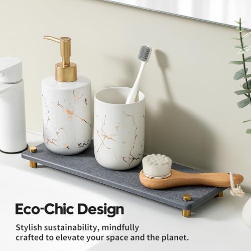 Kitchen Sink Caddy Water Absorbing Stone Drying Tray, Diatomite Bathroom Sink Organizer, Faucet Counter Mat Coaster, Soap Dish Rack Riser Dispenser Sponge Holder, Dark Gray Gold -12.5" x 4.5" - color: 12.5"x 4.5" - Dark Gray - Gold