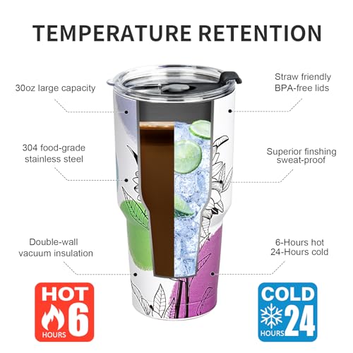 30 oz Tumbler with Lids and Straws Double Wall Insulated Tumbler Cup,Stainless Steel Leak-proof Thermal Coffee Tumbler Powder Coated Travel Mug for Cold and Hot Beverages,Sunflower - color: Sunflower, size: 30 Ounces