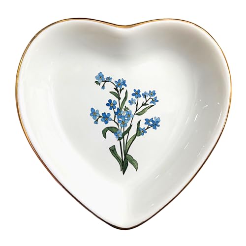 Birth Month Flower Ring Jewelry Dish Tray-Floral Ring Holder for Hippie,Nature,Pace-Birthday Gifts for Mom,Mother-in-law,Step Mom,Aunt,Grandma,Sister,Friends (12 - December (Forget me not)) - style: 12 - December (Forget me not)