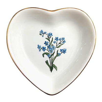 Birth Month Flower Ring Jewelry Dish Tray-Floral Ring Holder for Hippie,Nature,Pace-Birthday Gifts for Mom,Mother-in-law,Step Mom,Aunt,Grandma,Sister,Friends (12 - December (Forget me not)) - style: 12 - December (Forget me not)