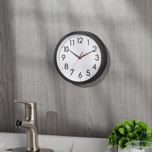 AKCISOT 8 Inch Wall Clock, Silent Battery Operated Analog Clock, Black | Small Size | Bedroom | Office | Kitchen | Bathroom | Classroom | Modern | Easy to Read - color: A_black, size: 8 Inch