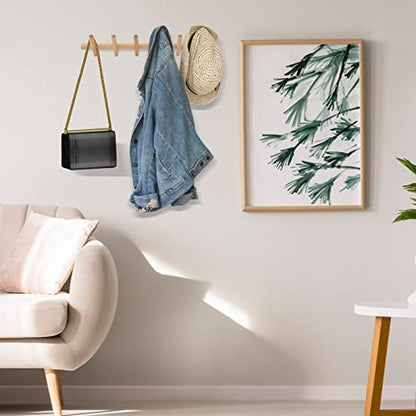 KYSMOTIC Modern Wood Coat and Hat Rack - Wall Mounted - 6 Peg Hooks - Stylish, Natural, Smooth - color: Natural, size: 6 Hooks