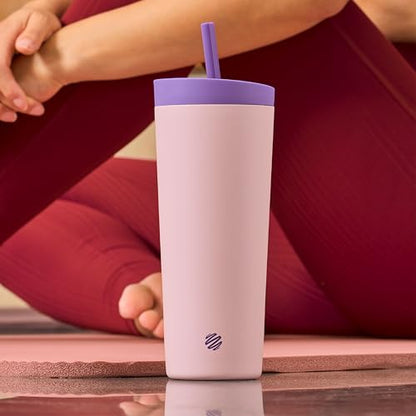 BlenderBottle Tumbler 2-in-1 Stainless Steel Shaker Cup 24 oz, Velvet Blush | Leak-Proof with Straw Removed | Blenderball Whisk Technology | Sip or Chug Spout | Protein | Greens | Hydration - color: Velvet Blush, size: 24 Ounces