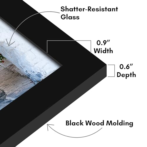 Americanflat 6x8 Picture Frame - Engineered Wood - Black | Shatter-resistant glass, wall or tabletop display with included easel, sawtooth hangers included - color: Black, size: 6x8