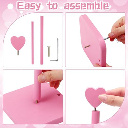 Leinuosen Valentines Day Pink Heart Paper Towel Holder Cute Heart Wooden Paper Towel Holder Pink Bathroom Countertop Accessories Kitchen Roll Stand Organizer Standing Apartment Decor Housewarming Gift - style: Heart
