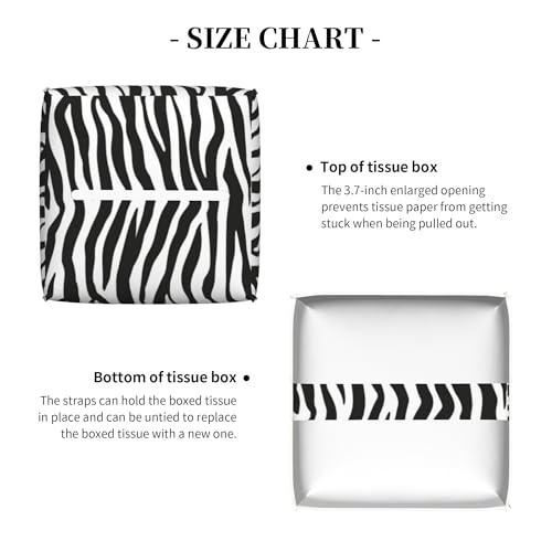 Zebra Stripes Tissue Box Cover Square,Black and White Stripe Tissue Box Holder Waterproof Leather Facial Paper Organizer Dispenser for Bathroom Home Car Nightstand Vanity Desk - color: Color-12