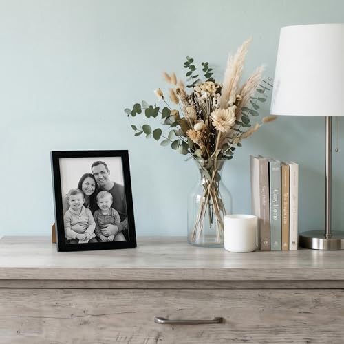 Americanflat 4x5 Picture Frame - Slim Molding - Black | Shatter-resistant glass, wall or tabletop display with included easel, triangle hangers included, secure turn-tab backing - color: Black, size: 4x5