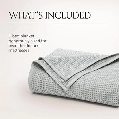 BOLL & BRANCH Waffle Bed Blanket, Twin/Twin XL, Hydrangea | Luxury 100% Organic Cotton - Soft, Lightweight and Breathable - Textured Waffle Weave Design - color: Hydrangea, size: Twin/Twin XL