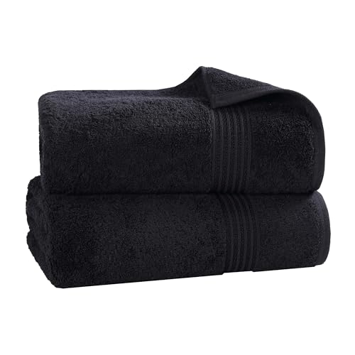 Superior Egyptian Cotton 2-Piece Bath Sheet Towel Set, Oversized Body Towels For Adults And Kids, Large Towel For Bath, Shower, Guest Bathroom, Spa, Gym, Resort, Essentials, Airbnb, Black - color: Black, size: Bath Sheet (2-Pack)