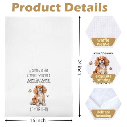 Cavalier King Charles Spaniel Kitchen Towels 16x24 Inch, Funny King Charles Cavalier Gifts Decorative Waffle Weave Dish Towels, Dog Lovers Mom Gifts Hand Tea Towel Set of 2 - color: Cavalier King Charles Spaniel
