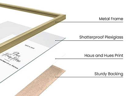 HAUS AND HUES 20x30 Gold Metal Picture Frame - Features Premium Aluminum & Hanging Hardware, Shatterproof Plexiglass - Perfect for Home, Office (20x30 in, Gold, Set of 1) - color: Gold Metal, size: 20x30 in, style: Set of 01