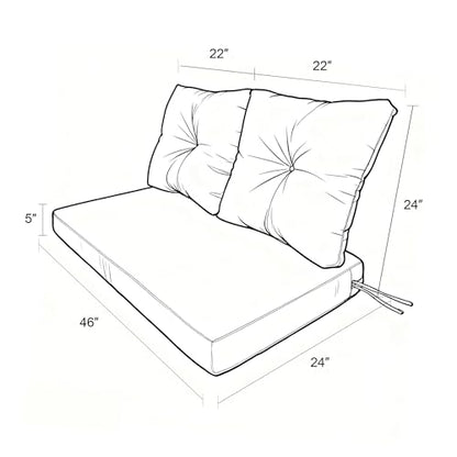 ARTPLAN Loveseat Patio Deep Seat Cushions 46"x24"x5" Bench Pad,Light Brown | High-density foam fill, solution-dyed UV water repellent fabric, zipper removable cover fits patio swing & bench furniture - color: Light Brown