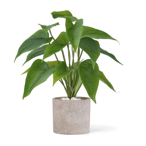 Mkono Fake Plants in Pot, 11" Potted Artificial Plants Home Decor Indoor | Faux Pothos, Realistic Greenery Look, for Desk Shelf Table Office Bathroom Bedroom Decoration, Low Maintenance, Easy Assembly - color: Grey, size: Small
