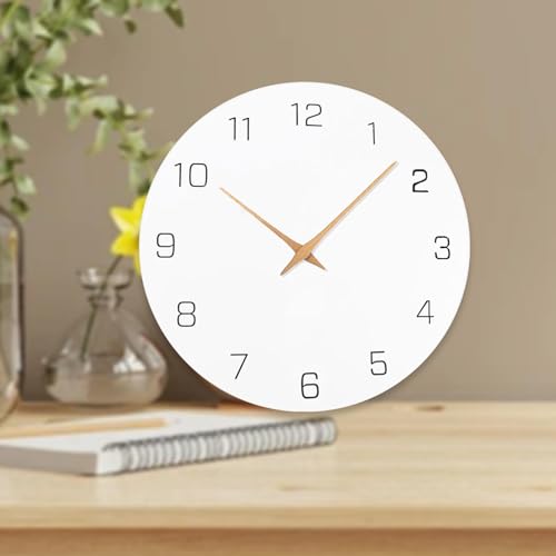 Wall Clock Minimalist Wooden Wall Clock Silent Non Ticking Decorative Hanging Clock Easy Read Dial Wood Suitable for Living Room, Arabic Numerals