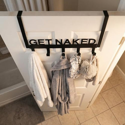 Reallnaive GET Naked Over The Door Hooks Bathroom Decor Hanger Wall Mount Rack Holder for Towel, Hat, Coat, Cloth, Keychain, Bag, Christmas Gift - style: Get Naked