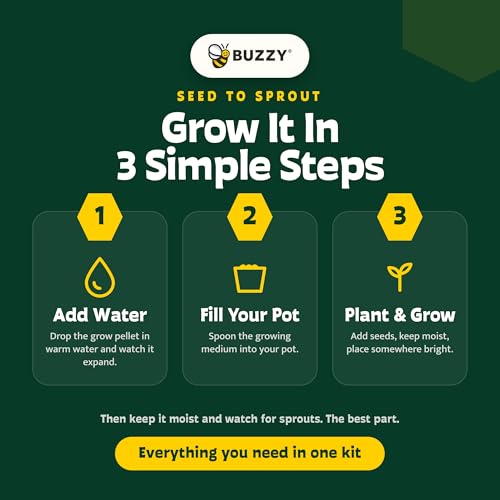 Buzzy Seeds Grow & Grill Organic Herb Kit - Metal Windowsill Planter - Complete Indoor/Outdoor Gardening Kit with Seeds, Coconut Husk Growing Medium & Genuine Pots - 100% Grow Guarantee - color: Silver